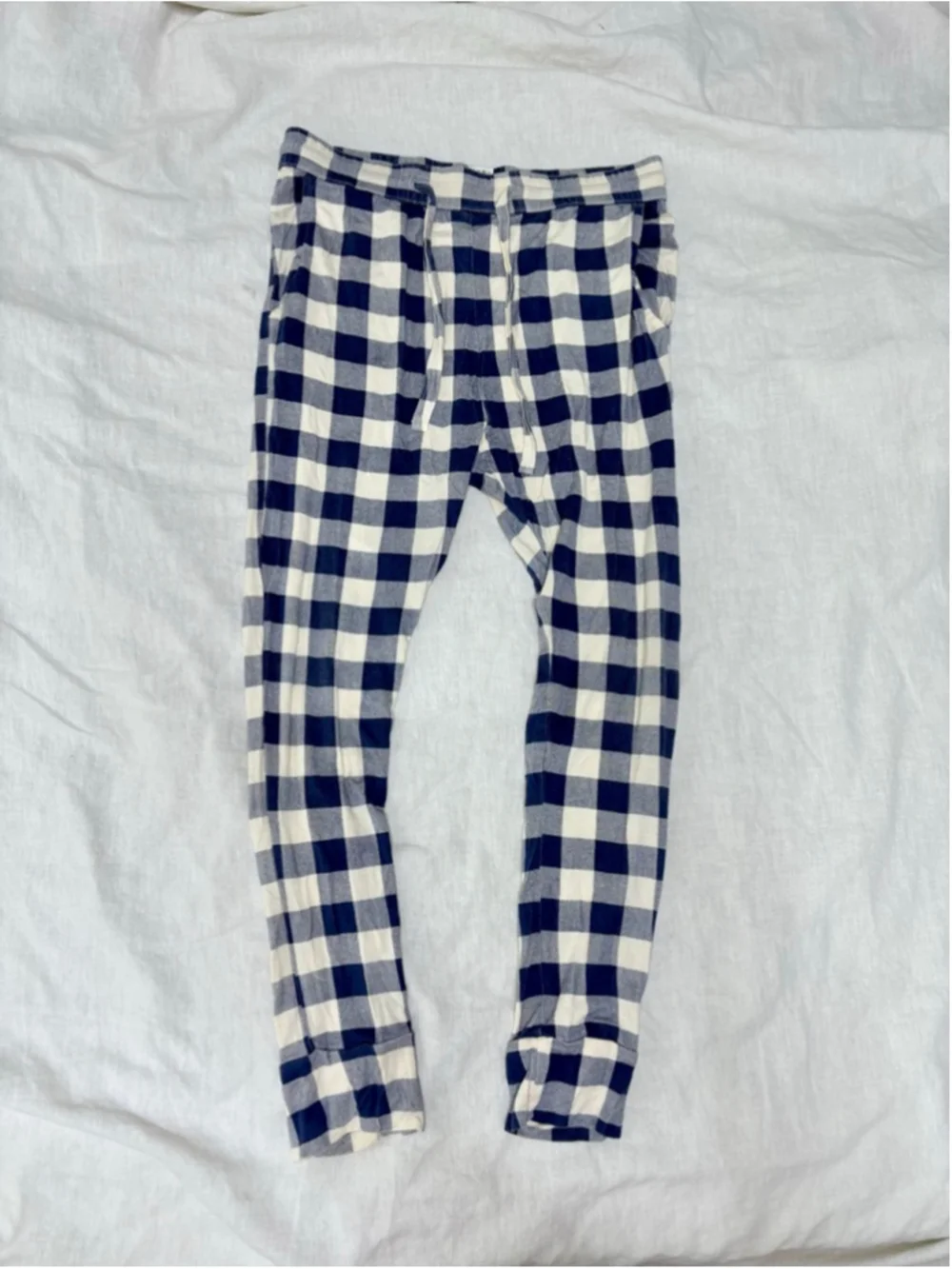Girls Kate Quinn Bamboo Capri Bottoms 14 Blue Cream Plaid